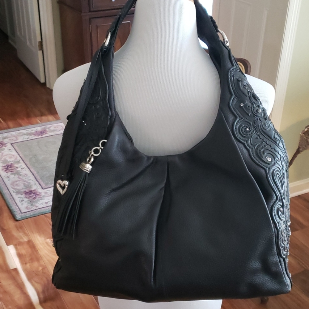 Brighton black leather hobo bag